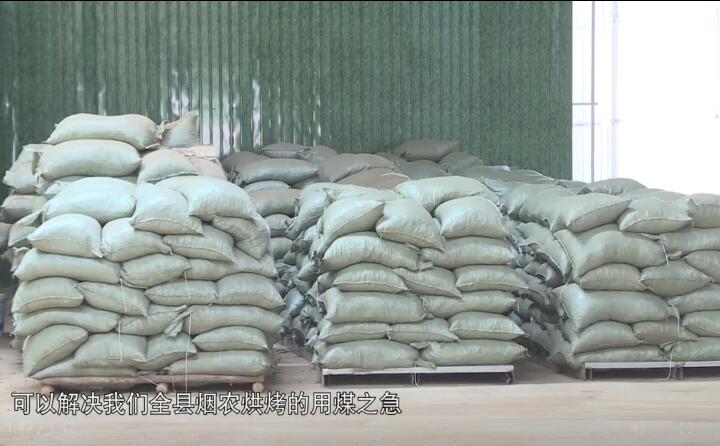 造粒機(jī)生產(chǎn)下來(lái)的生物質(zhì)燃料顆粒，可以解決全縣煙農(nóng)烘烤的用煤之急，用它替代煤來(lái)烤煙，可以解決2萬(wàn)畝烤煙的烘烤燃料.jpg