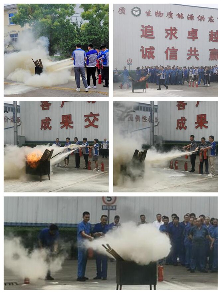 隨后，集團(tuán)消防安全員為廣大職工講解滅火器和消防水槍的使用方法，并現(xiàn)場演示。廣大員工積極參與到教學(xué)演練當(dāng)中，進(jìn)一步鞏固消防培訓(xùn)知識。