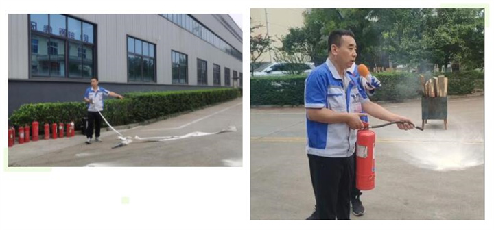 隨后，集團(tuán)消防安全員為廣大職工講解滅火器和消防水槍的使用方法，并現(xiàn)場演示。廣大員工積極參與到教學(xué)演練當(dāng)中，進(jìn)一步鞏固消防培訓(xùn)知識。
